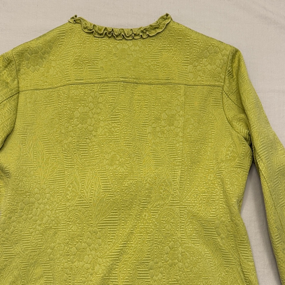 Ruby Rd chartreuse Textured Blazer with Ruffle Trim - Picture 9 of 9